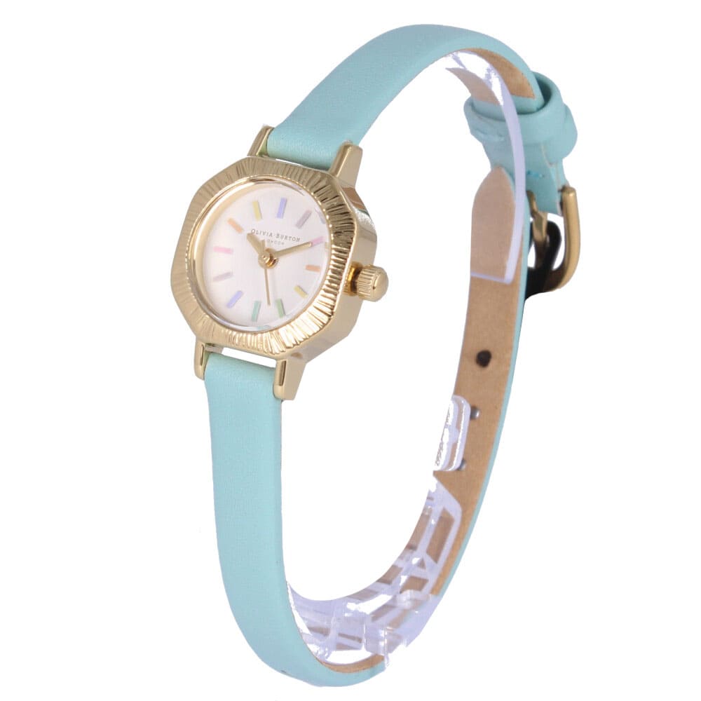 New]The 5% off which is usable in SS! OLIVIA BURTON Olivia Burton clock  Ladies quartz leather turquoise blue Gold white Rainbow OB16CC53 - BE  FORWARD Store