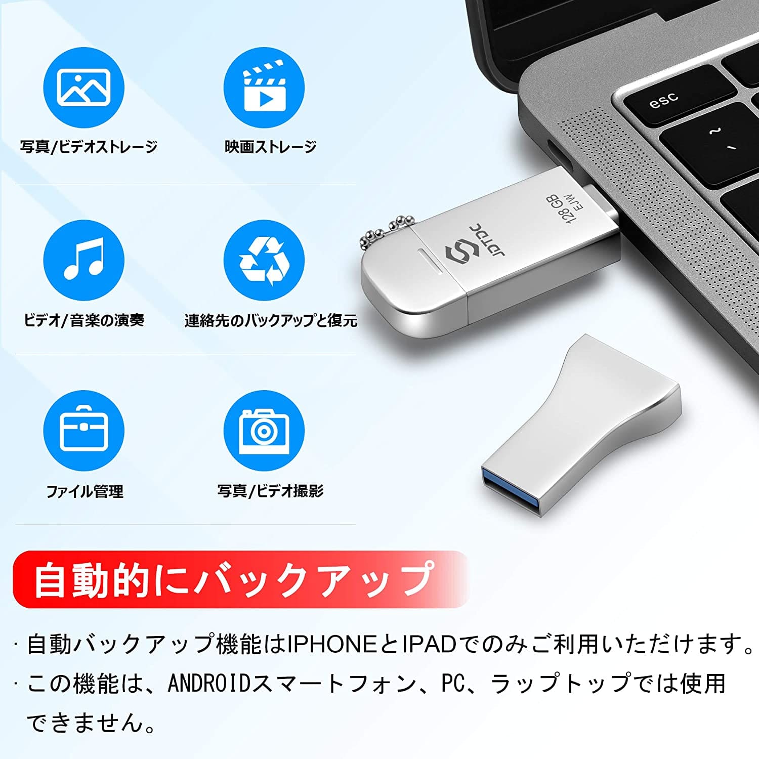 New]Backup iOS Android PC Lightning Flash drive connector photo stick  photograph USB memory Android (OTG/Type-C) PC for USB memory 128GB MFi  certification 2021 latest 3 in1 Flash drive memory iPad - BE