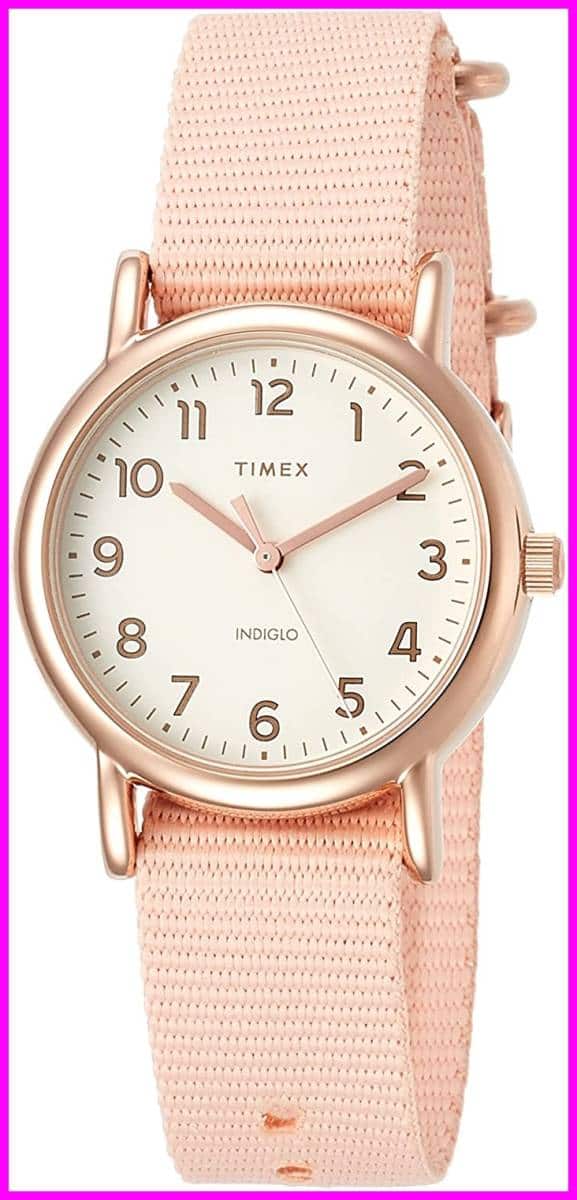 timex weekender rose gold