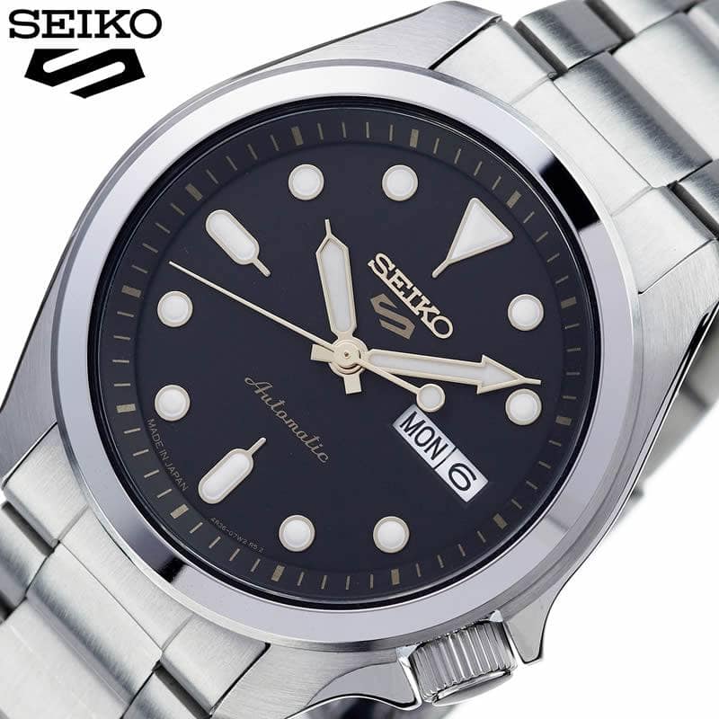 New SEIKO 5 self winder machine type solid boy style SEIKO 5Sports Solid Boy Sports Style mens Black SBSA047 automatic Mechanical calendar skeleton fashion industry BE FORWARD Store