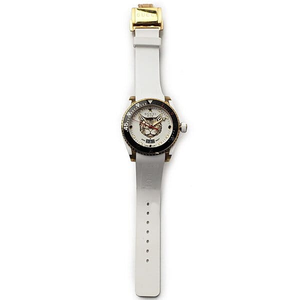 新品未使用　GUCCI　ウォッチ　腕時計　キャット　DIVE YA136322 グッチ 時計 メンズ ダイブ YA136322 ホワイト×ホワイトラバー