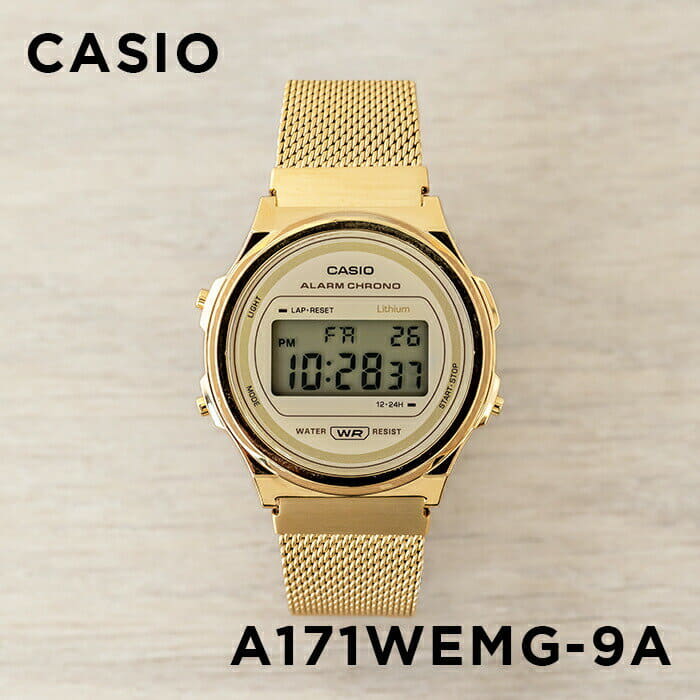 New][Japanese non-release CASIO Casio standard A171WEMG-9A clock mens  Ladies digital calendar Gold iron mesh - BE FORWARD Store