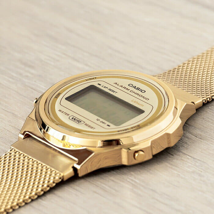 New][Japanese non-release CASIO Casio standard A171WEMG-9A clock mens  Ladies digital calendar Gold iron mesh - BE FORWARD Store