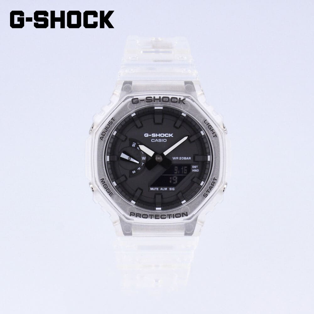 New]CASIO Casio G-SHOCK G-SHOCK G-Shock Skeleton Series skeleton series  clock mens waterproofing quartz two stitches skeleton clear white Black  GA-2100SKE-7A - BE FORWARD Store