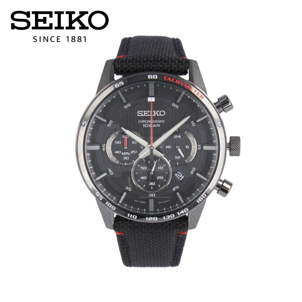 New]SEIKO SEIKO clock mens waterproofing quartz analog Chronograph  Stainless nylon Black SSB359P - BE FORWARD Store