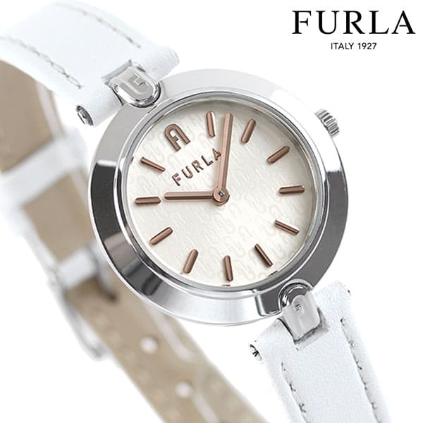 New]FURLA Logo Linx 28mm quartz WW00006001L1 Ladies Silver X white