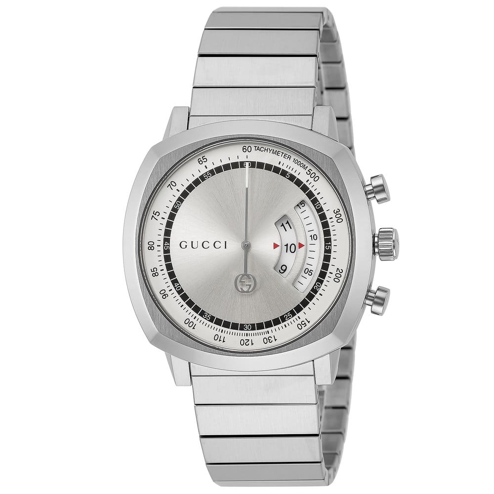 Gucci Grip Collection Quartz Silver Dial Silver Steel Strap Watch For Men - YA157302