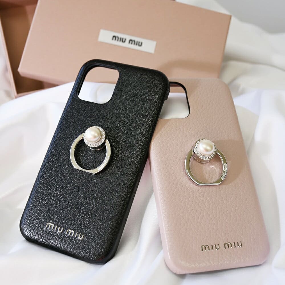 New]It is case leather pink Black 5ZH1292F3R with the MIU MIU