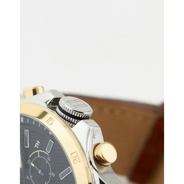 Tommy hilfiger decker leather watch best sale 48m