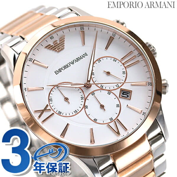 New]Emporio Armani Giovanni Chronograph quartz mens AR11209 EMPORIO ARMANI  white X pink Gold - BE FORWARD Store