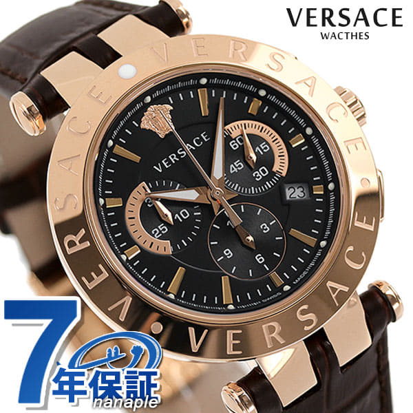 [New]Versace clock mens VERQ00320 Chronograph Black X dark brown - BE ...