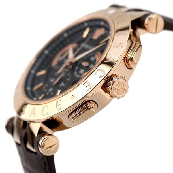 [New]Versace clock mens VERQ00320 Chronograph Black X dark brown - BE ...
