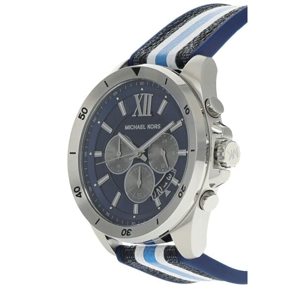 Michael Kors Brecken Chronograph Blue Dial Two Tone PVC Strap Watch For Men - MK8950
