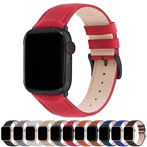 New apple watch band 44mm 42mm 40mm 38mm genuine leather leather Fullmosa apple belt apple watch series 6 SE 5 4 3 2 1 Ladies mens 38mm 40mm red gunmetal buckle 38mm 40mm BE FORWARD Store