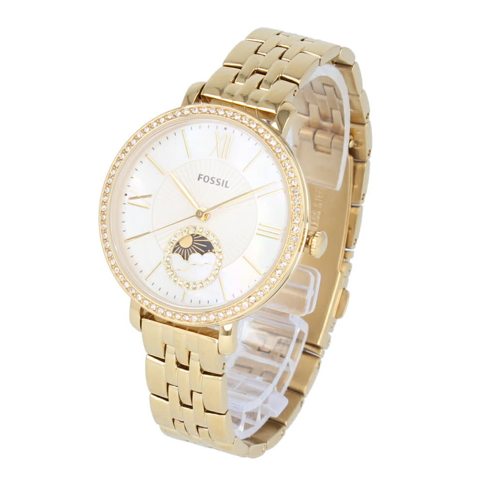 Fossil Jacqueline Moonphase Mother of Pearl Dial Gold Steel Strap Watch for Women - ES5167 main image 1