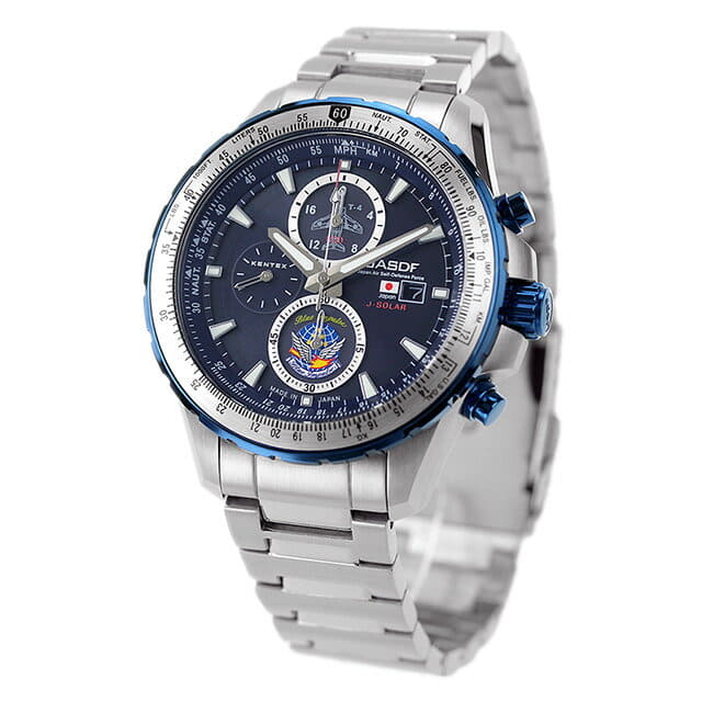 [New]Ken tex Blue Impulse solar pro 43mm Chronograph solar mens S802M ...