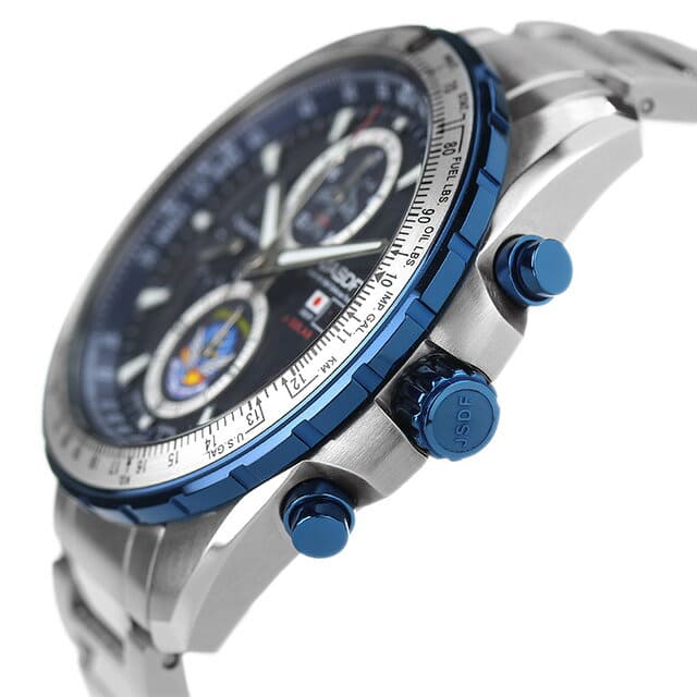 [New]Ken tex Blue Impulse solar pro 43mm Chronograph solar mens S802M ...