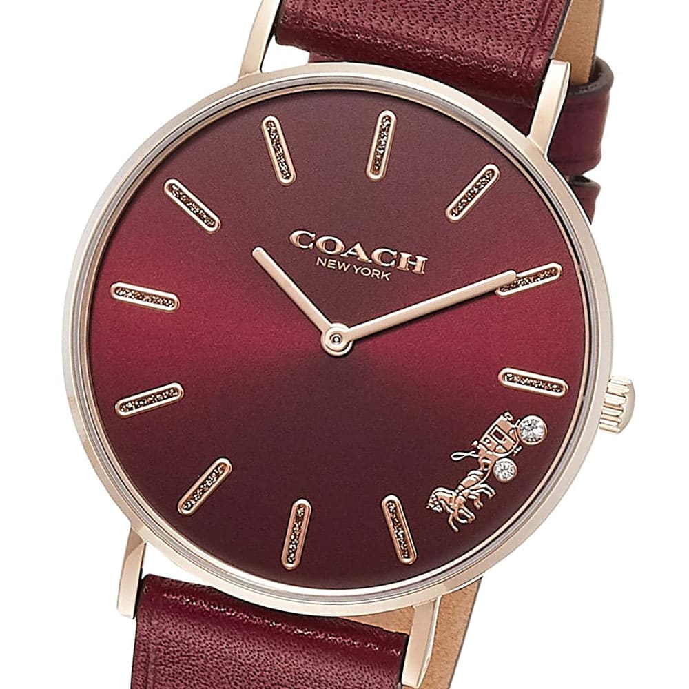 [New]COACH coach Ladies clock 14503851 Perry Perry Bordeaux X pink Gold ...