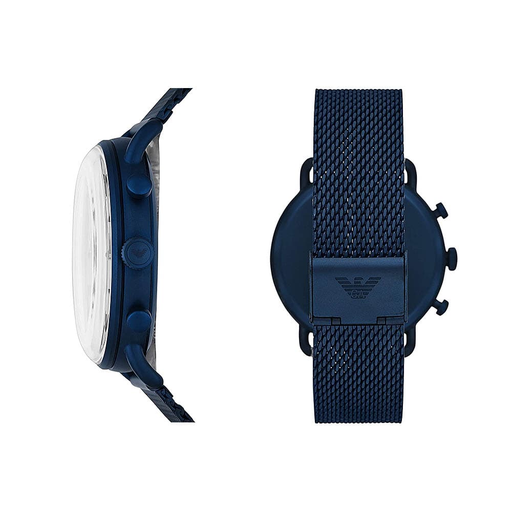 [New]Emporio Armani mens EMPORIO ARMANI clock mesh belt Silver Navy ...