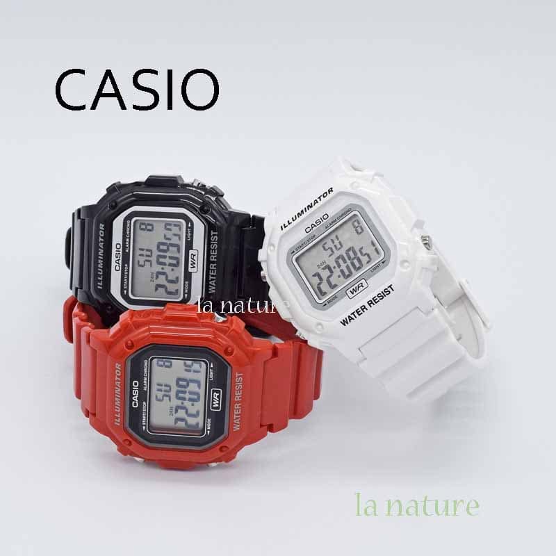 [New]CASIO Casio digital mens Ladies Black red white stopwatch everyday