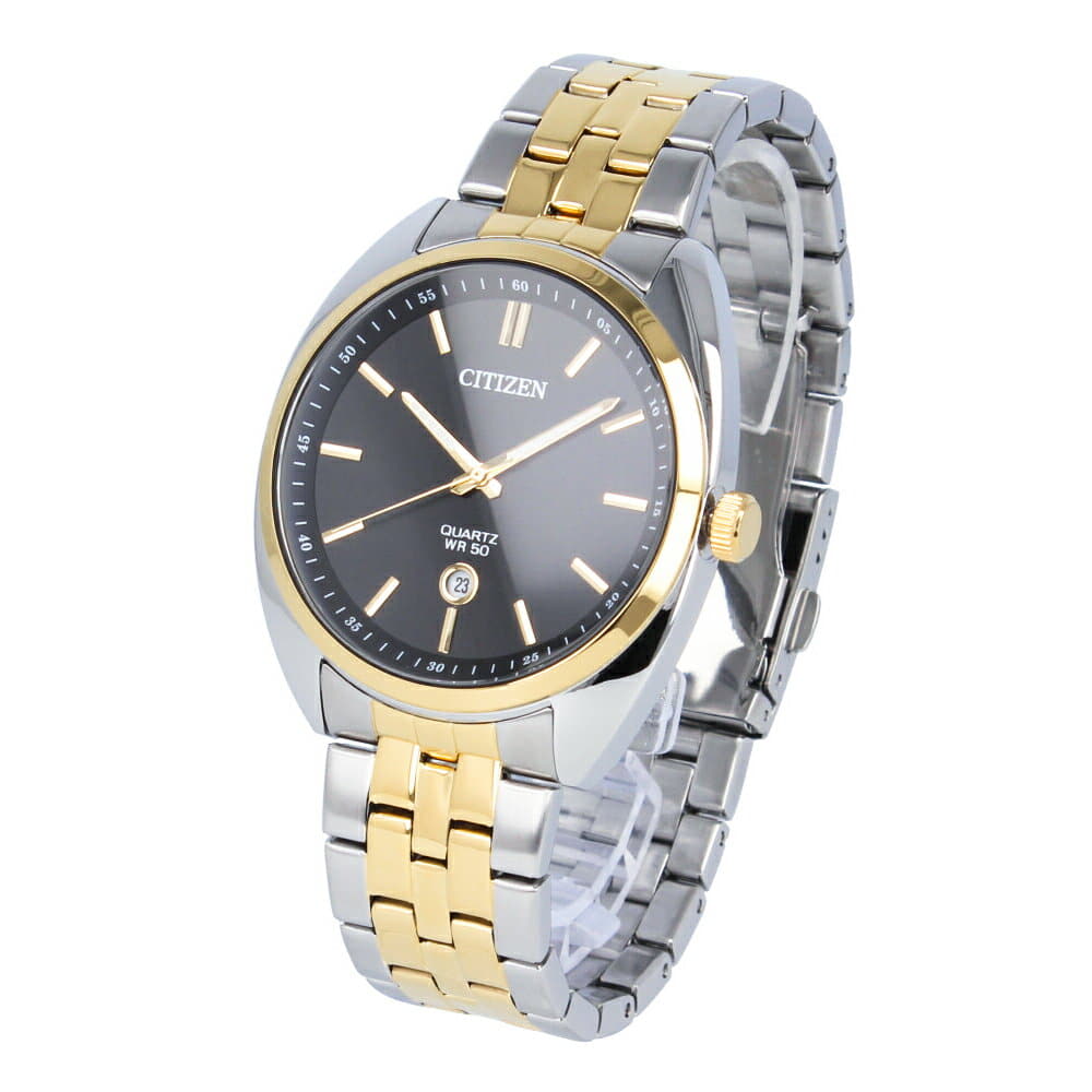 [New]Citizen CITIZEN clock mens quartz analog Stainless metal combination belt two ton Silver