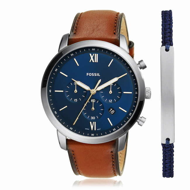 [New]It is FOSSIL Fossil mens noy tiger Chronograph blue Silver brown ...