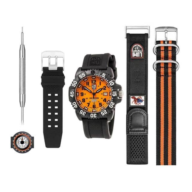 New Lumi Knox Luminox Reloj Hombre Navy Seal Cuarzo Suizo Naranja Esfera Negra Correa 3059.SES unisex BE FORWARD Store