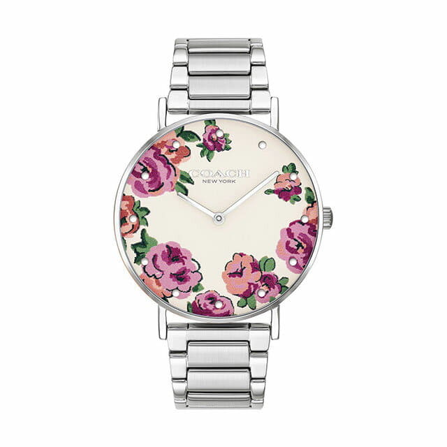 [New]Coach Ladies clock COACH Perry set - floral dial 36mm SS bracelet ...