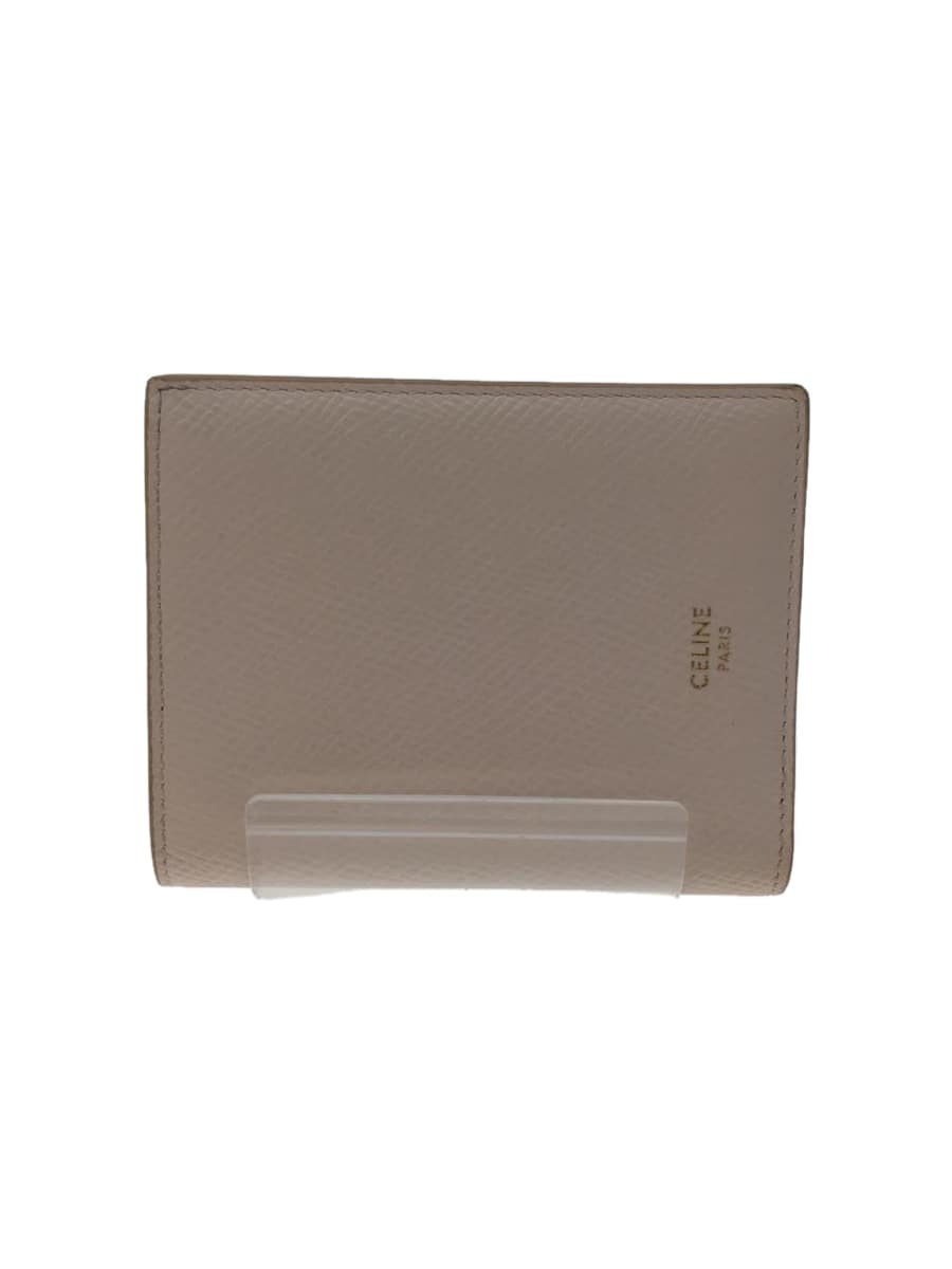 Shop CELINE Calfskin Plain Leather Folding Wallet Long Wallet Logo