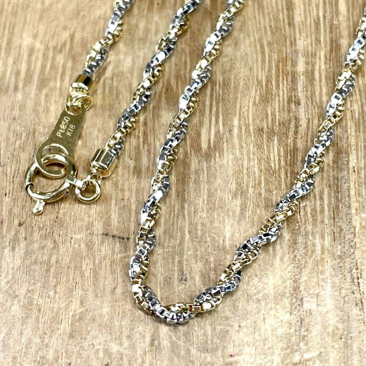 K18 、PT850 Used]! k18/Pt850 combination design necklace 7.56 g M1356 - BE