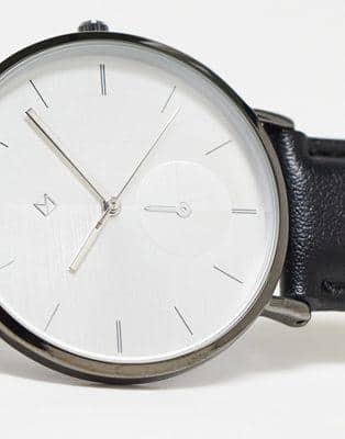 [New]eisosu ASOS DESIGN unisex classic watch with white face and faux ...