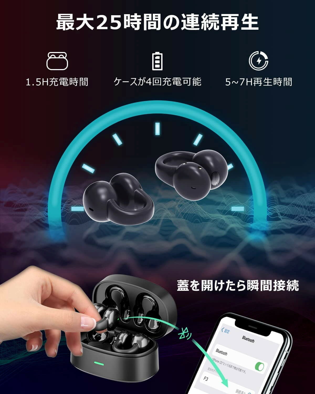 [New]OWS earphone newly-designed for 2,023 years Hair tucked behind ...