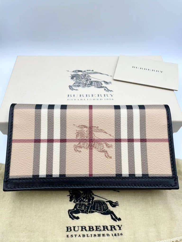 New PVC Men s folio wallet card case billfold BURBERRY which there is no Burberry long wallet black X check coin purse in BE FORWARD Store