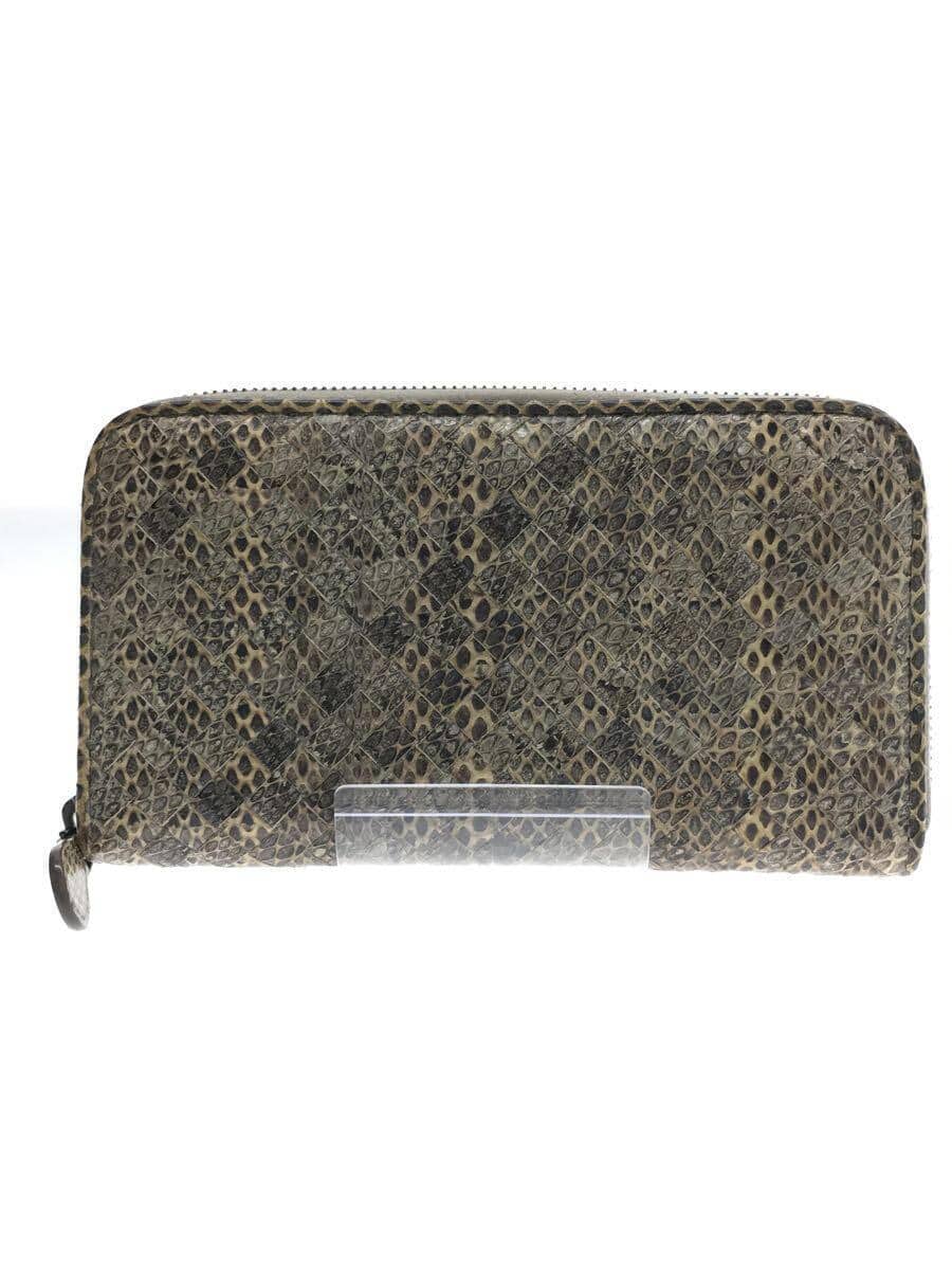 Used BOTTEGA VENETA Python round fastener long wallet leather BEG animal Men s inside dirt existence BE FORWARD Store