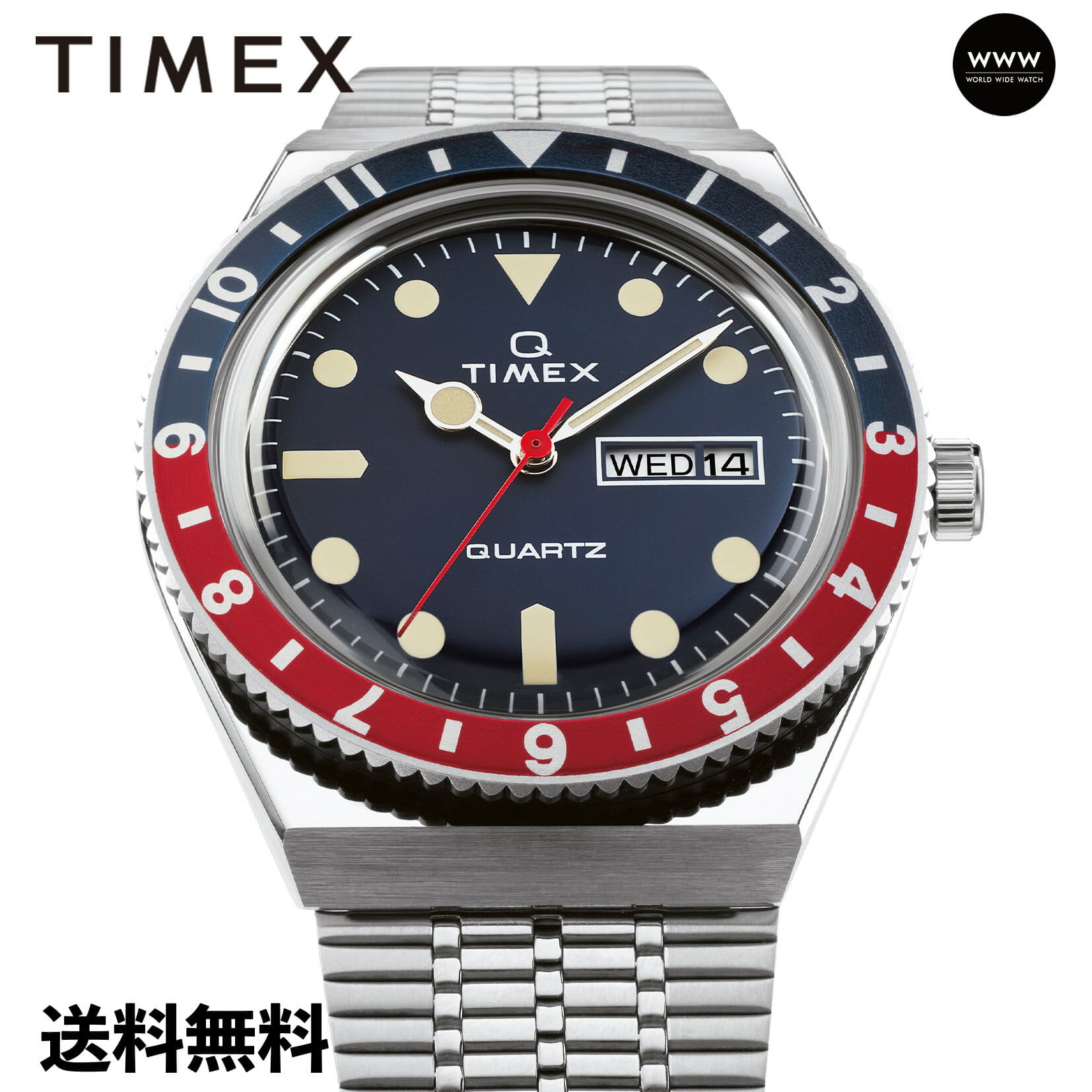 [New]\ shop opening memory 3000 ! /TIMEX Timex Q TIMEX quartz mens Navy ...