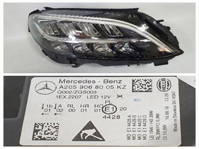 Used]Right Headlight MERCEDES-BENZ 2018 A205 906 80 05 KZ - BE