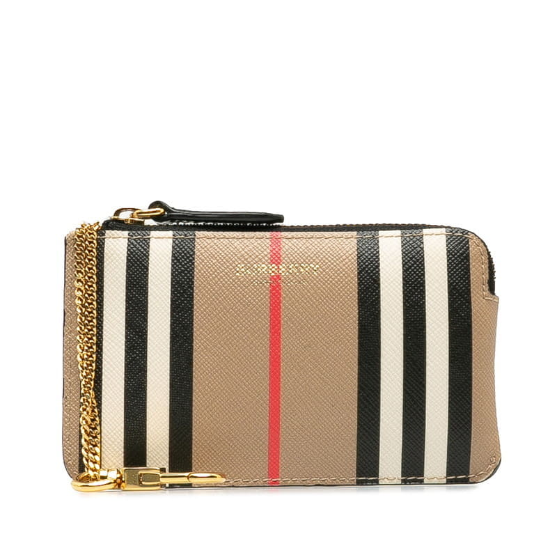 Used Burberry check coin case beige multicolored PVC leather BURBERRY BE FORWARD Store
