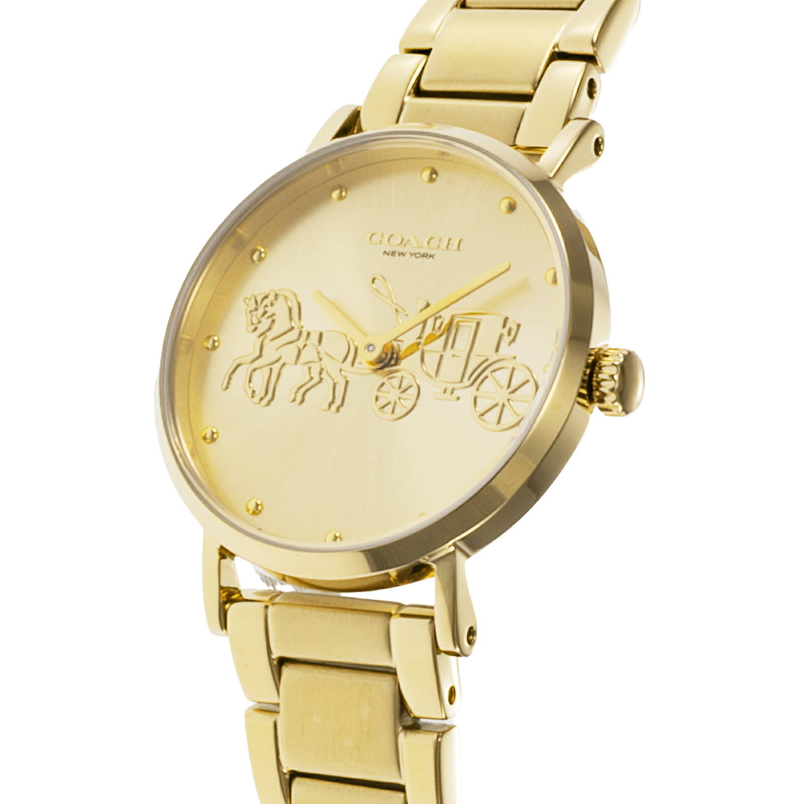 [New]Coach COACH Ladies clock PERRY Perry quartz yellow Gold 14503794 ...