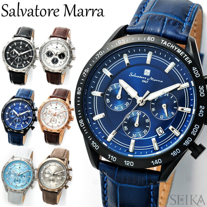 New]Salvatore Mara SM23104 mens Chronograph calendar leather belt