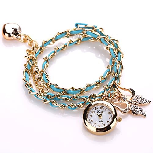 [New]Bracelet-like Ladies 2 blue analog Ladies clock - BE FORWARD Store