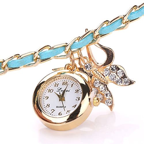 [New]Bracelet-like Ladies 2 blue analog Ladies clock - BE FORWARD Store