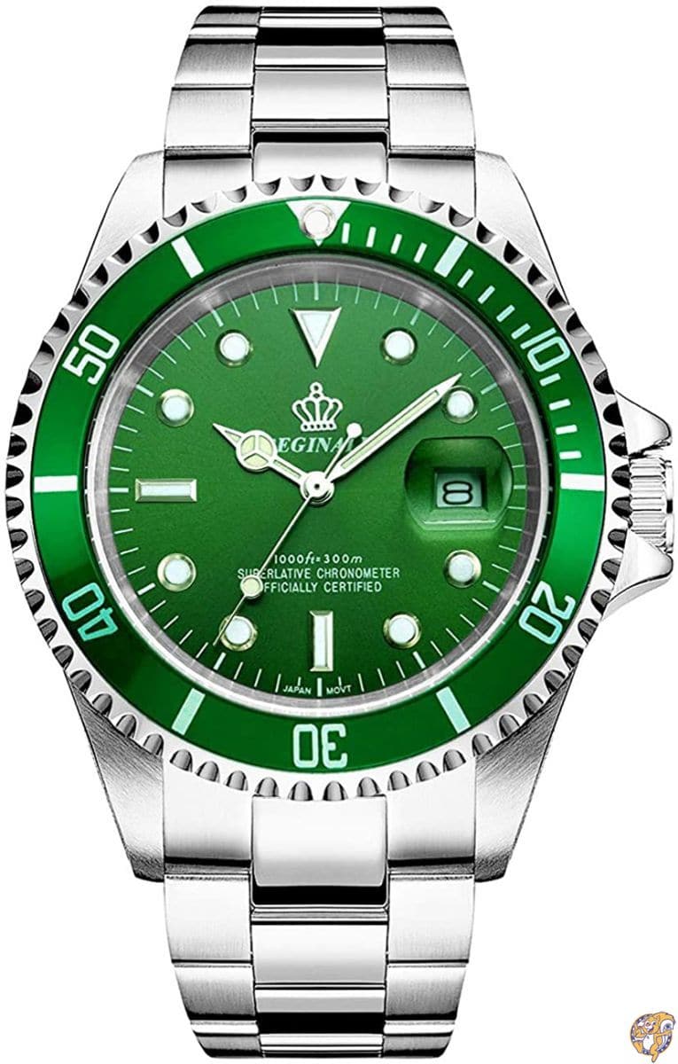 [New]REGINALD mens night airglow quartz turn bezel sapphire Glass ...