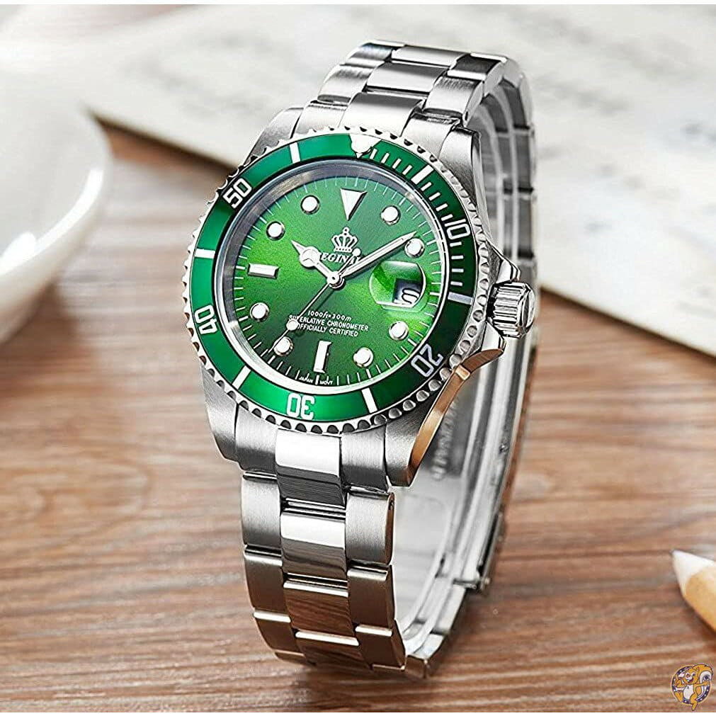 [New]REGINALD mens night airglow quartz turn bezel sapphire Glass ...