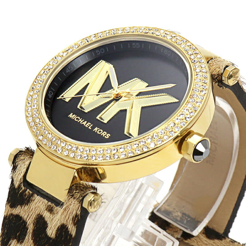 [New]Michael Kors clock Ladies parka PARKER MK4723 Black clockface ...