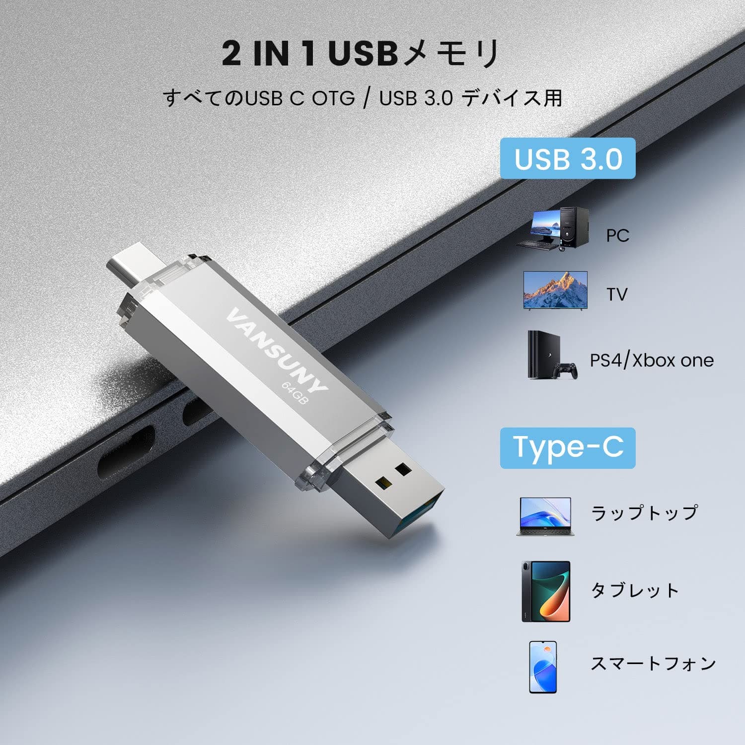 [New]Large-capacity Vansuny USB memory Type-C 64GB transfer data USB ...