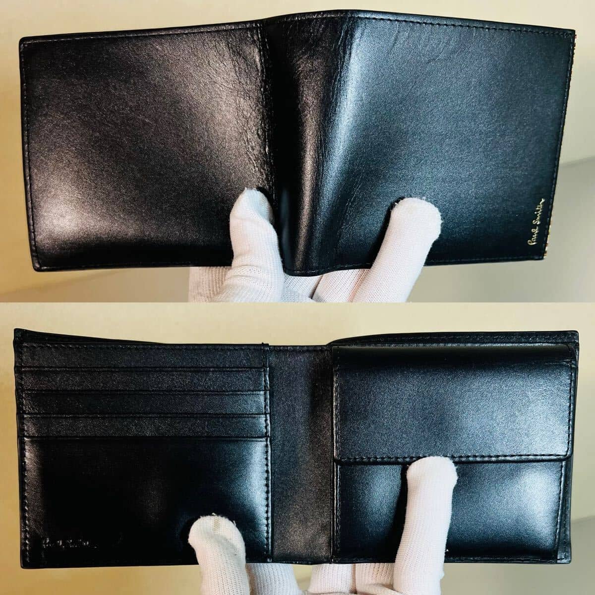 Used][ ] Paul Smith Paul Smith folio wallet black black signature