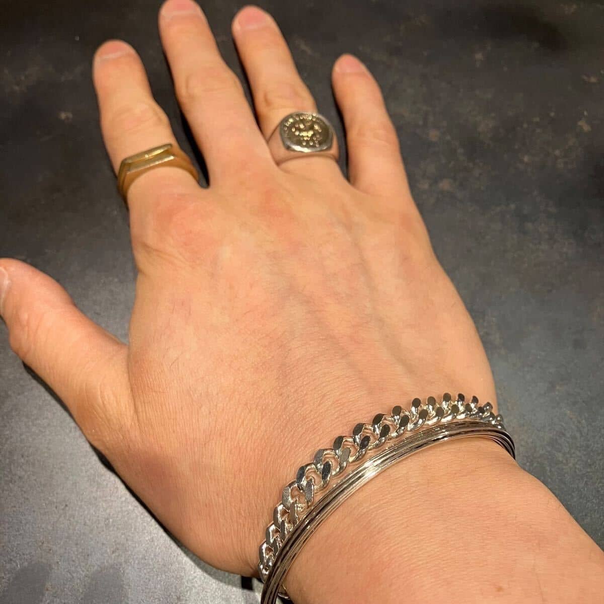 Used]SILVER925 FLAT LINK CHAIN MANTEL BRACELET/ silver/bracelet 