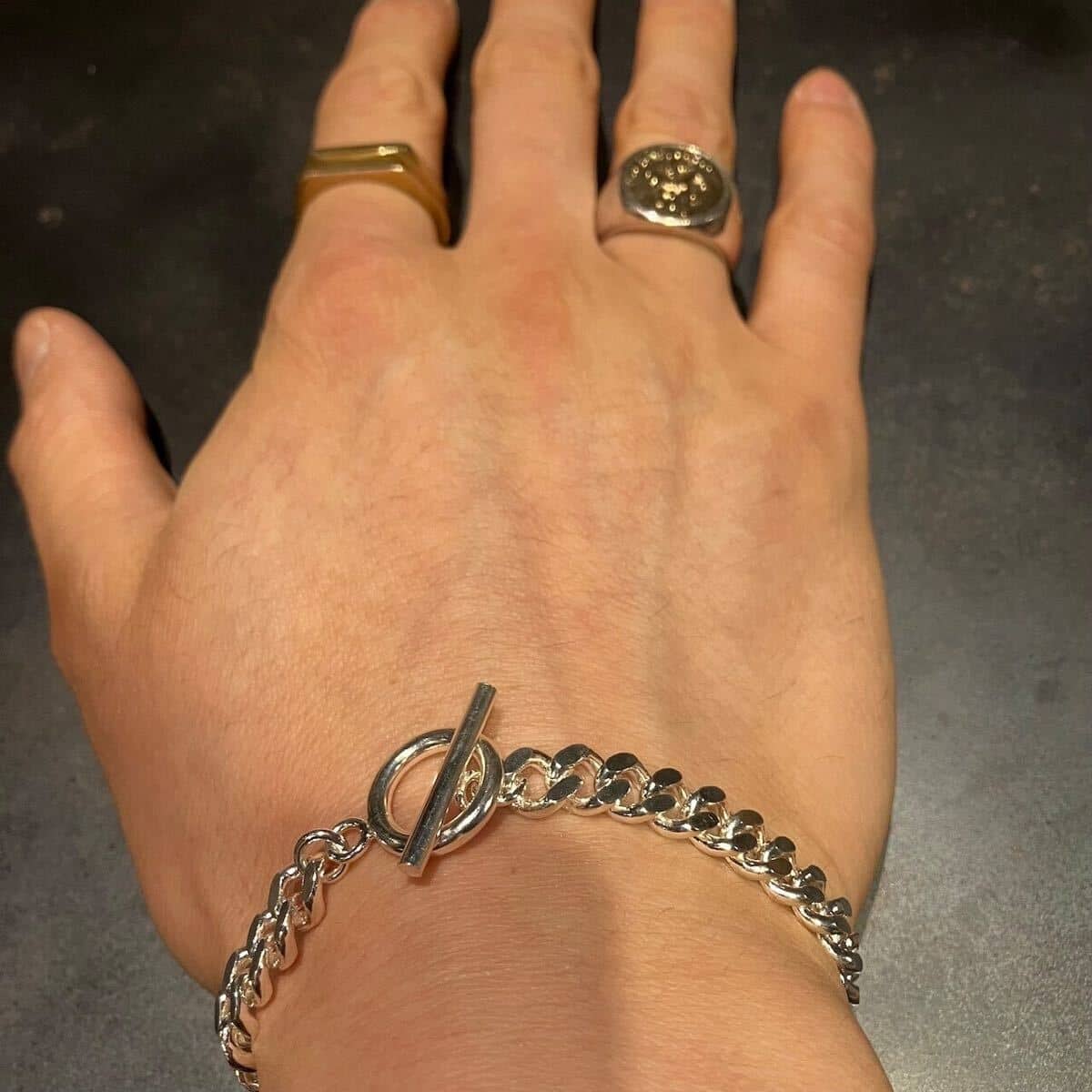 Used]SILVER925 FLAT LINK CHAIN MANTEL BRACELET/ silver/bracelet 