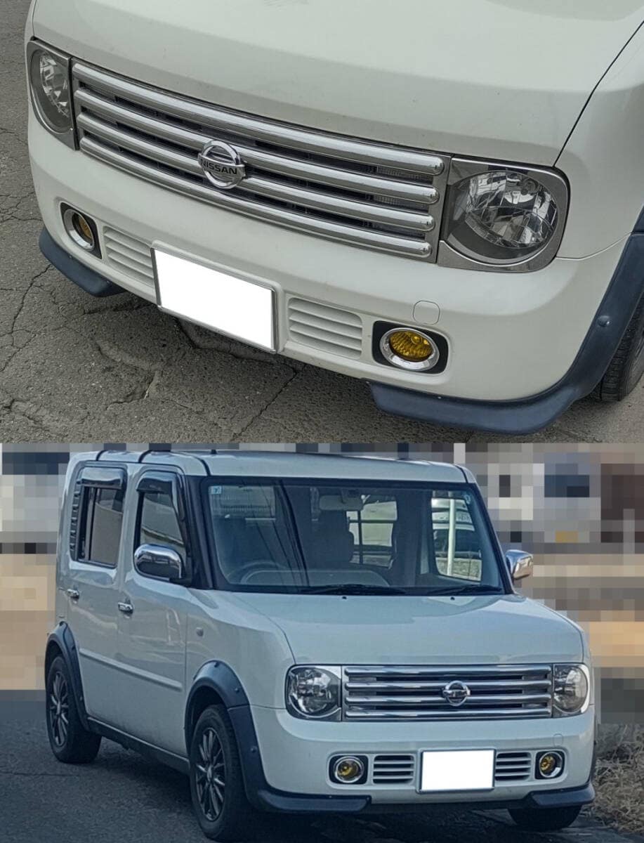 Used]The Nissan Cube Z11 Early Model plating grill-maru eyes